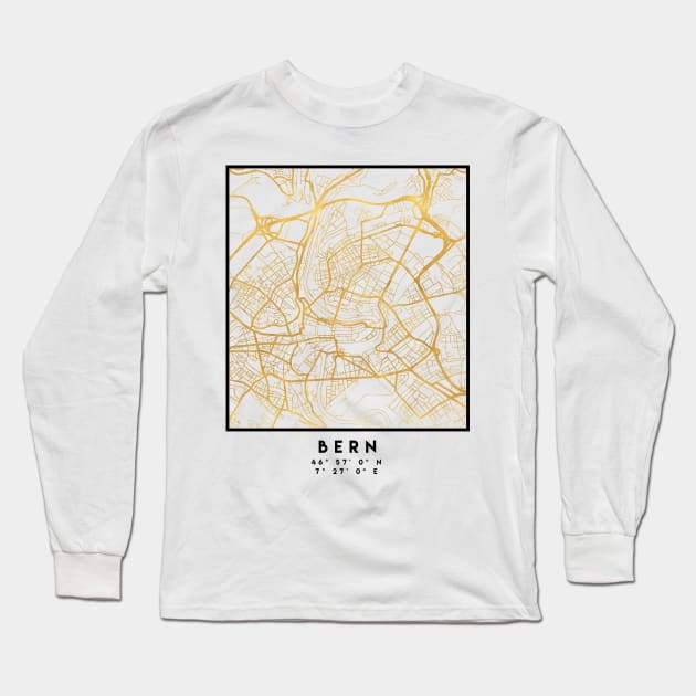 BERN SWITZERLAND CITY STREET MAP ART Long Sleeve T-Shirt by deificusArt